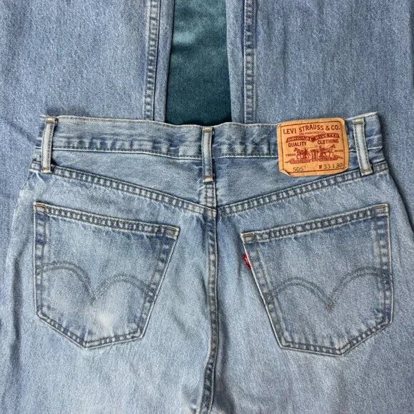 Vintage Levi’s Men’s 505 Jean Medium Light Blue Stonewash 33x30 - Picture 10 of 11